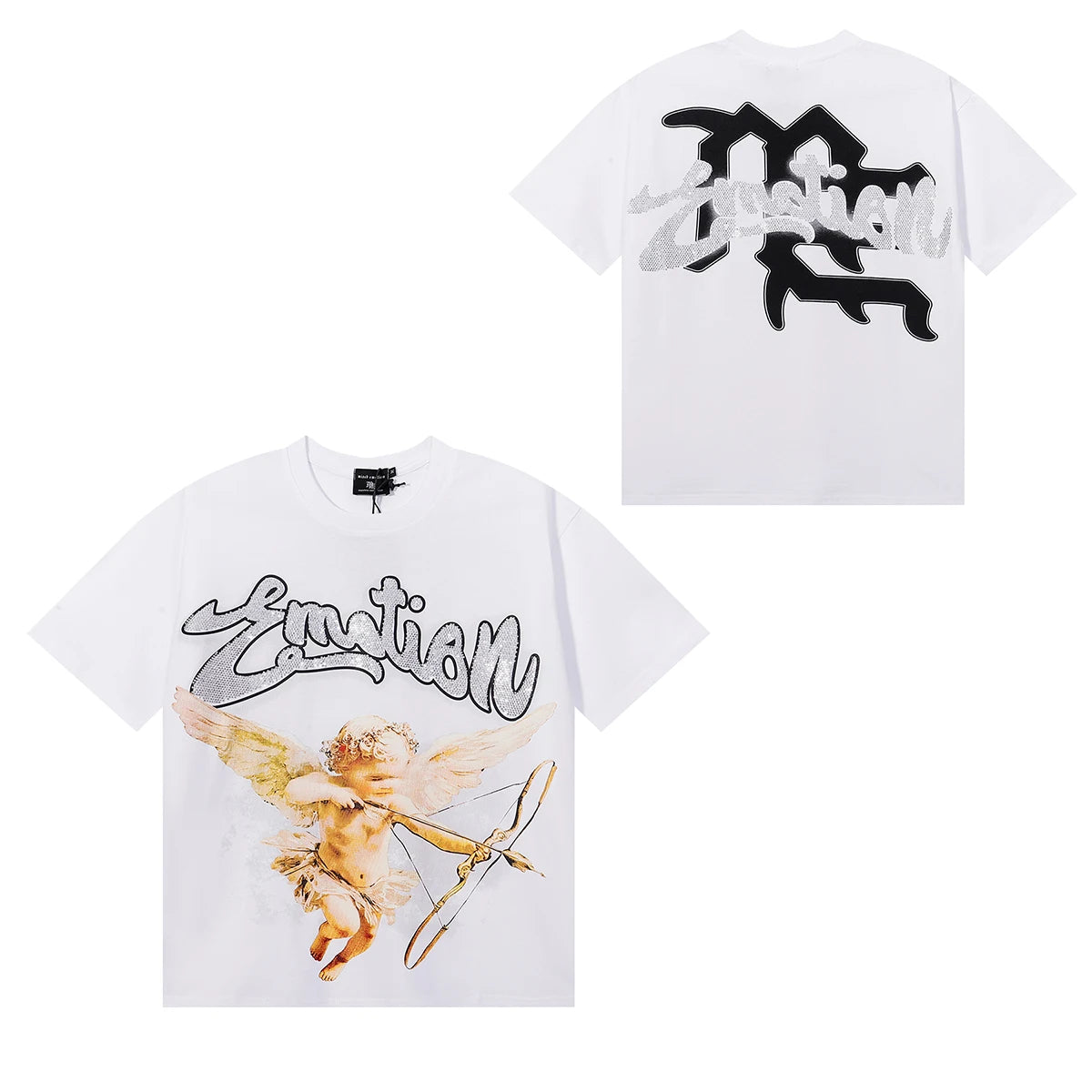 New Summer Letter Rhinestone Short Sleeve Black Mens Tshirts Streetwear Cotton Loose Round Neck Top Tees Oversized Unisex Tshirt