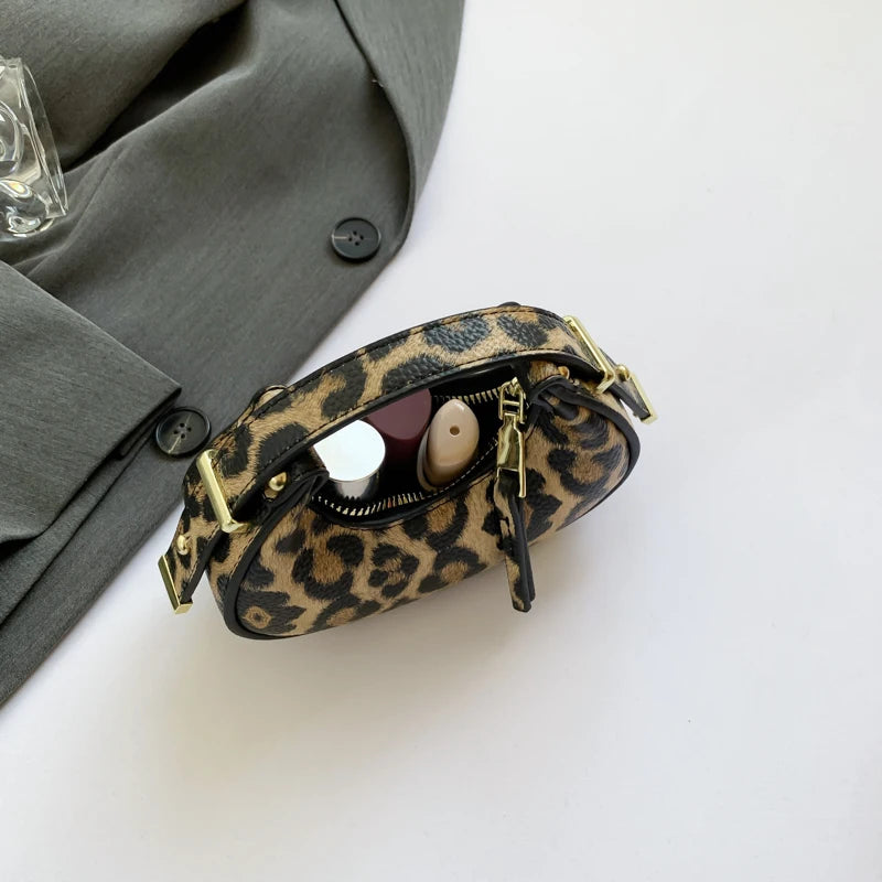 LEFTSIDE Mini Leopard PU Leather Crossbody Bags For Women 2024 Y2K Trend Female Korean Fashion Lady Shoulder Bag Lady Handbags