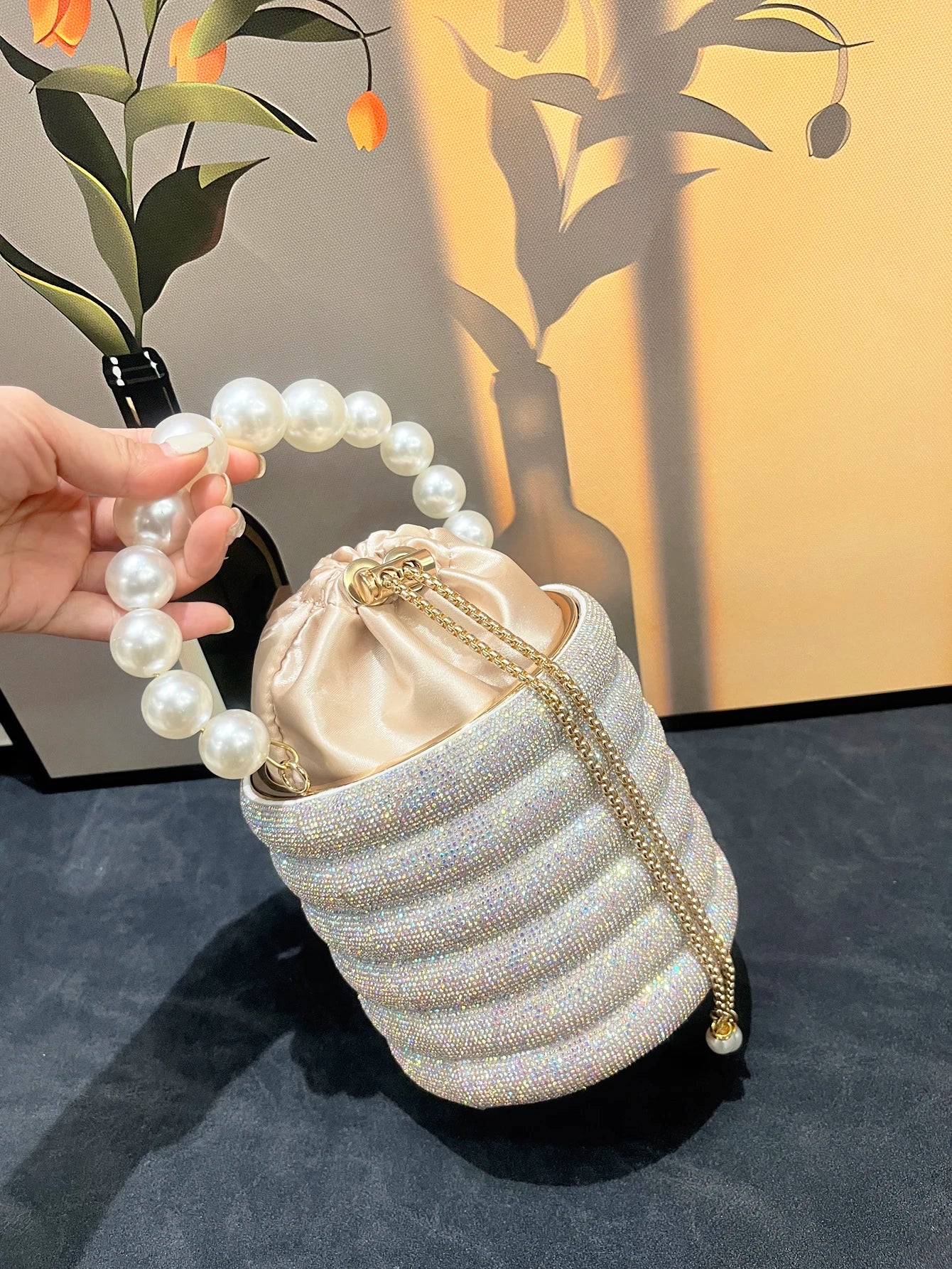 handmade Rhinestones Evening clutch Bag Purses and handbag luxury Designer shoulder bag Shiny Crystal Clutch purse bucket bag