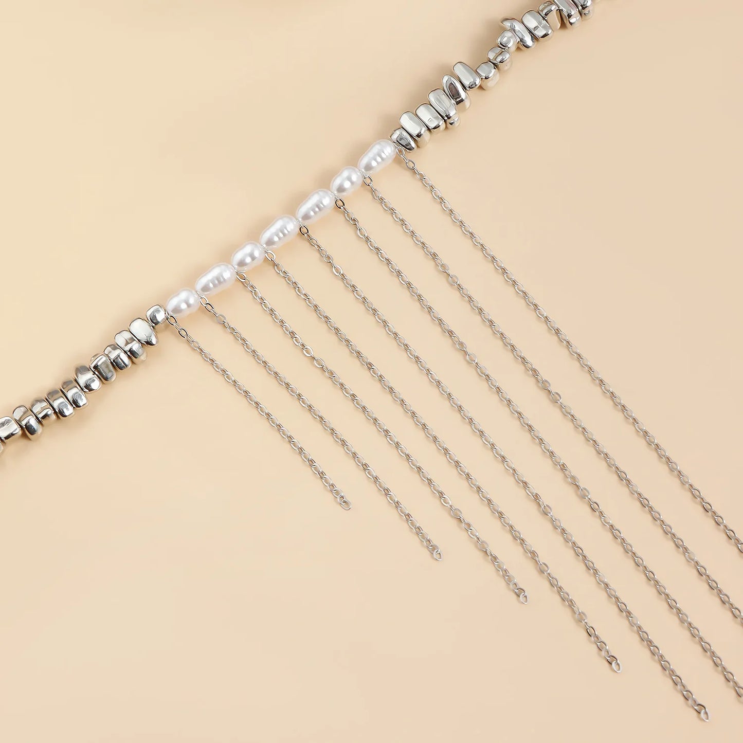 LATS Versatile Beaded Tassels Necklace Adjustable Length Neckchain for Party Wear Fashion Jewelry Accessories Gift