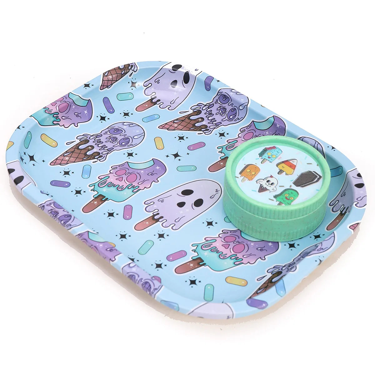 18X14cm Metal Rolling Tray Smoking Set Rolling Tray and Double-Layer Grinder Degradable Smoker Kit Crusher Smoke Accessories