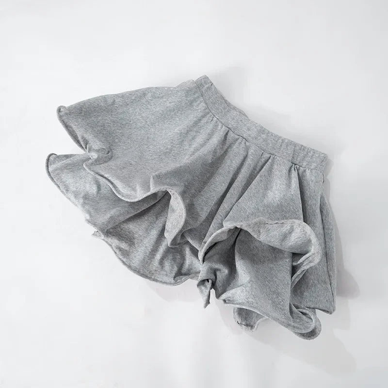 Q24SK632 Women's Autumn/Winter High-Waisted Solid Color Cropped Skirt Tight Fitting Irregular Flower Bud Design Casual Style