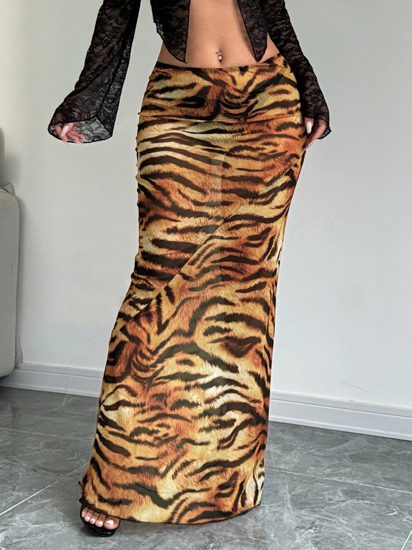 Dulzura Sexy Elegant Skirt Leopard Printed Maxi Women Skirts 2024 Lady Y2K Clothes Office Club Party Casual Streetwear Wholesale