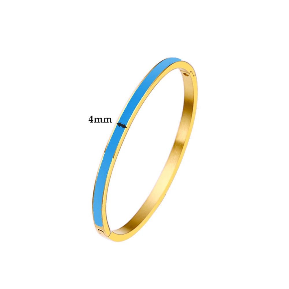 CARLIDANA Luxury Colorful Orange Enamel Bangles Bracelets for Women Party Gift Fashion Bangles Original Stainless Steel Jewelry