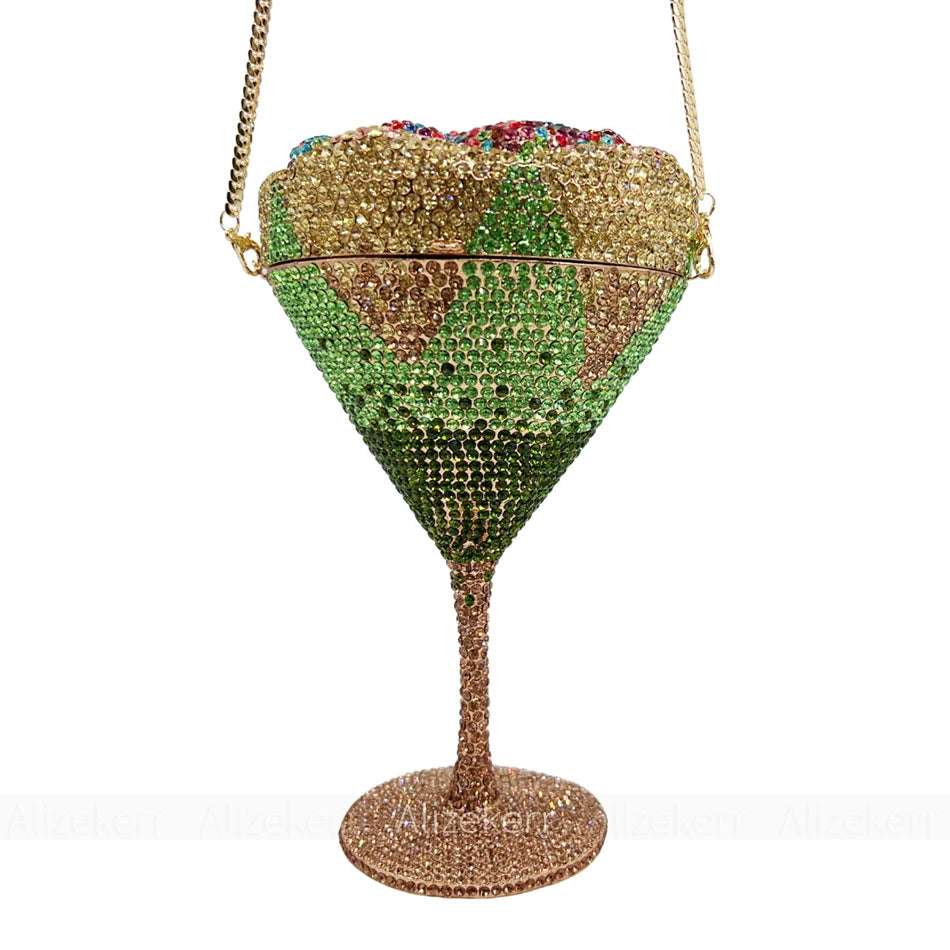 Alizekerr Goblet Rhinestone Evening Bags Women Gorgeous Boutique Unique Flower Crystal Clutch Purses And Handbags Wedding Party