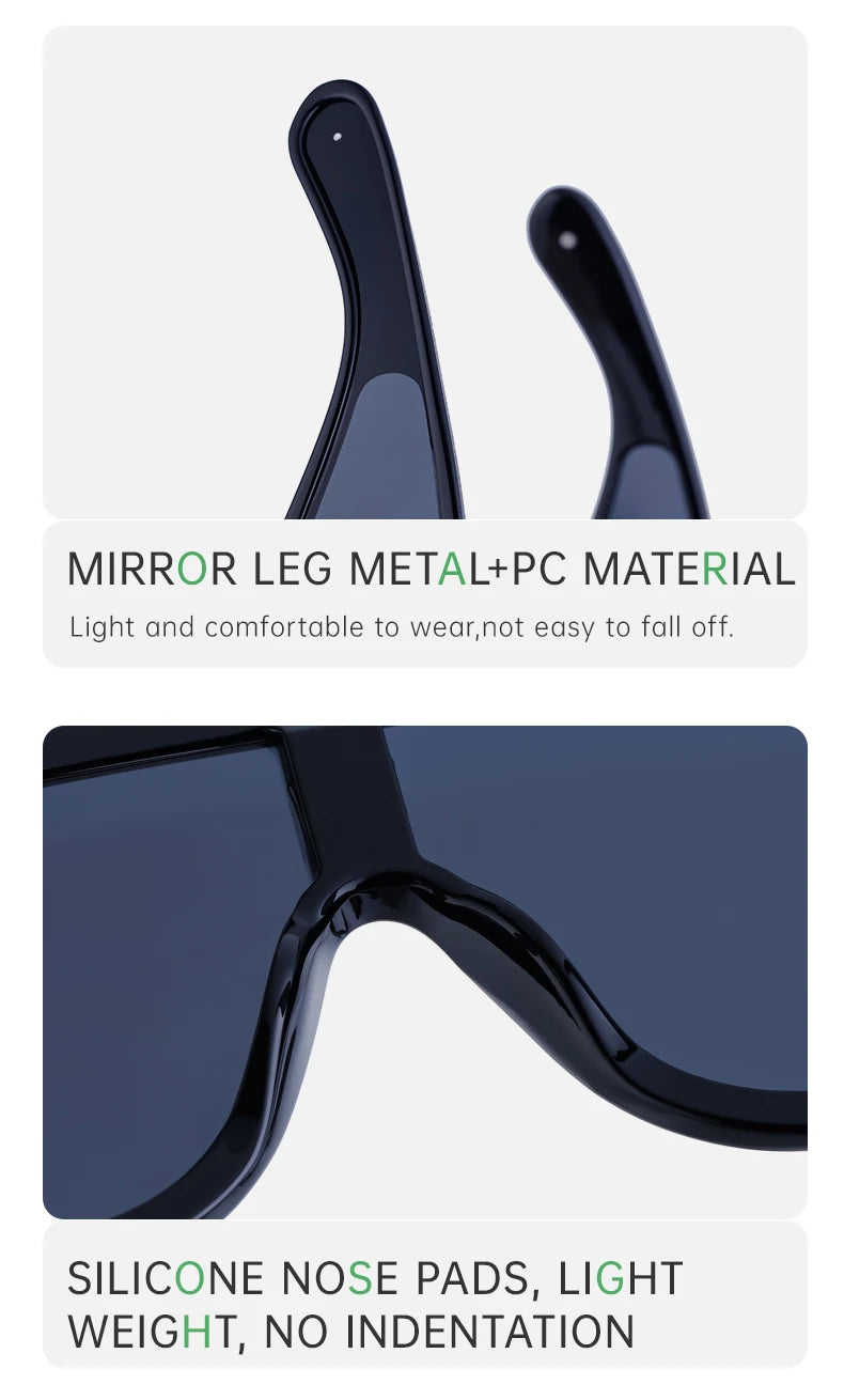 Oversized Wave Mask One-Piece Sunglasses Women Y2K Punk Sports Sun Glasses for Lady 2025 Luxury Brand Steampunk Eyewear Goggle