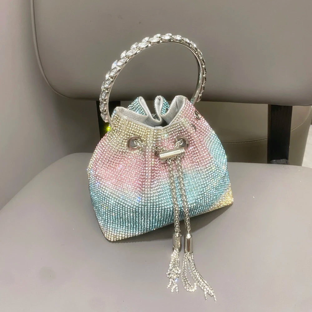 purses and handbags bags for women luxury Designer bucket clutch purse evening banquet bag Crystal rhinestone shoulder bags