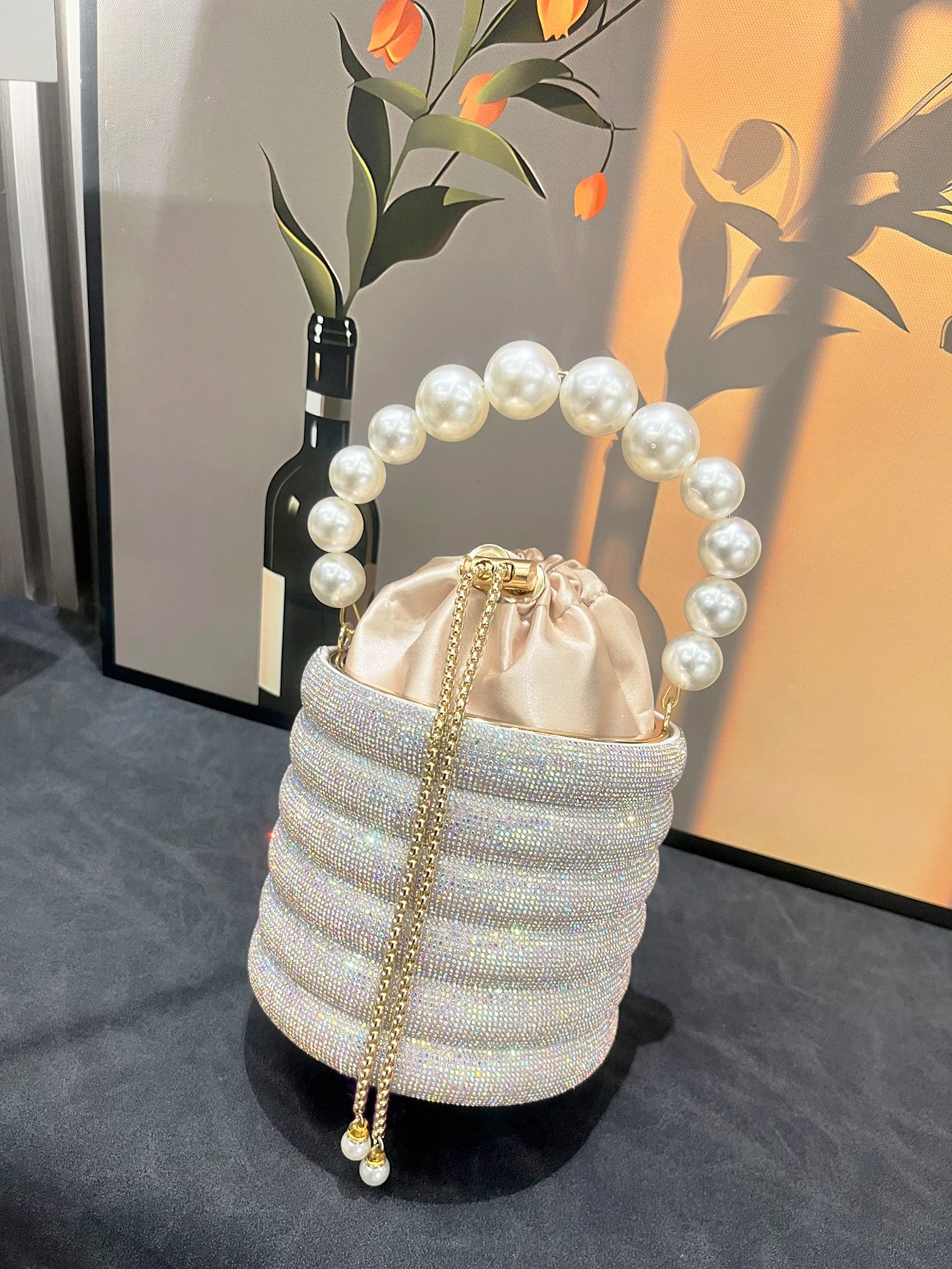 handmade Rhinestones Evening clutch Bag Purses and handbag luxury Designer shoulder bag Shiny Crystal Clutch purse bucket bag