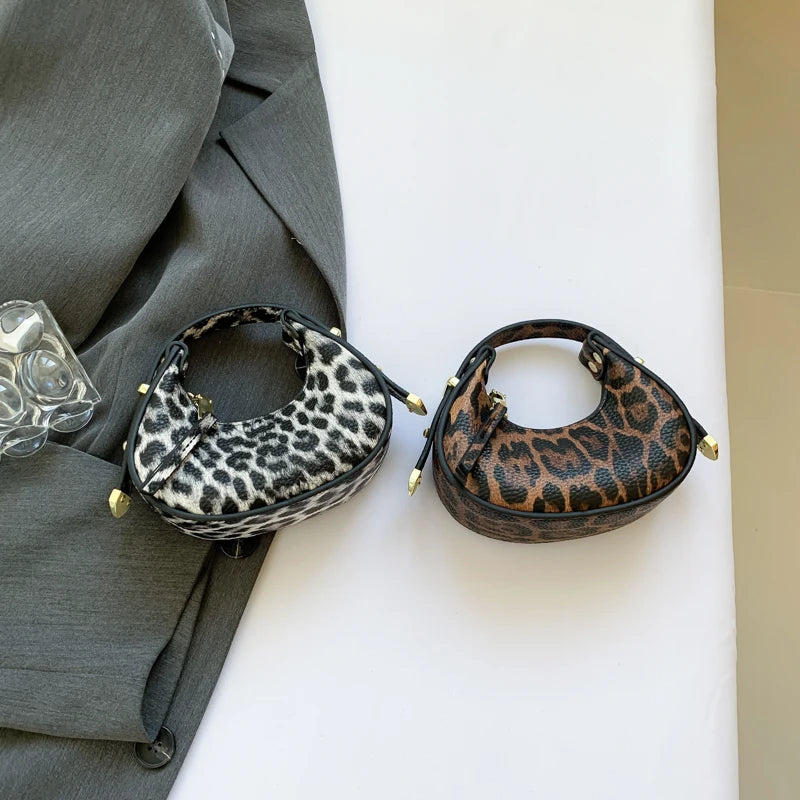 LEFTSIDE Mini Leopard PU Leather Crossbody Bags For Women 2024 Y2K Trend Female Korean Fashion Lady Shoulder Bag Lady Handbags