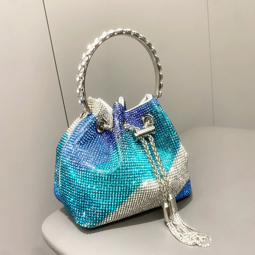 purses and handbags bags for women luxury Designer bucket clutch purse evening banquet bag Crystal rhinestone shoulder bags