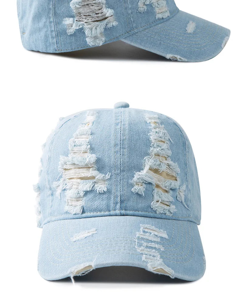 Washed Denim Baseball Cap Women Men Sunshade Breathable Spring Summer Hat Vintage Snapback Cap Female