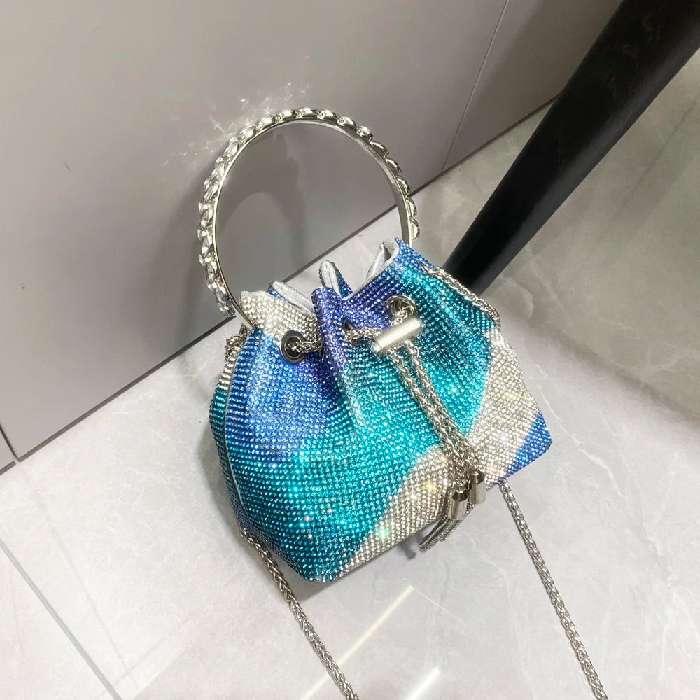 purses and handbags bags for women luxury Designer bucket clutch purse evening banquet bag Crystal rhinestone shoulder bags