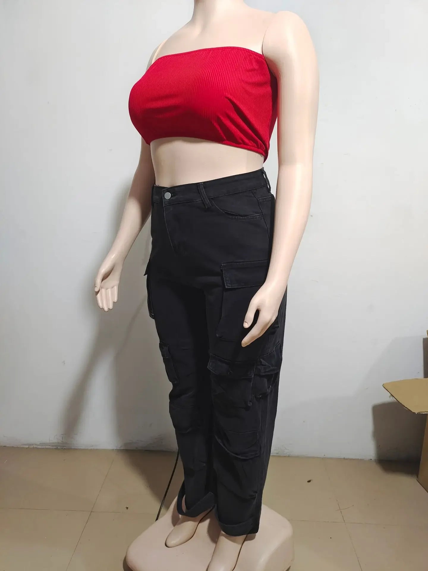 Solid Casual Baggy Cargo Pants for Women Youthful Female Trousers Multi-pocket Fashion Vintage Women's High Waist Wide Pants