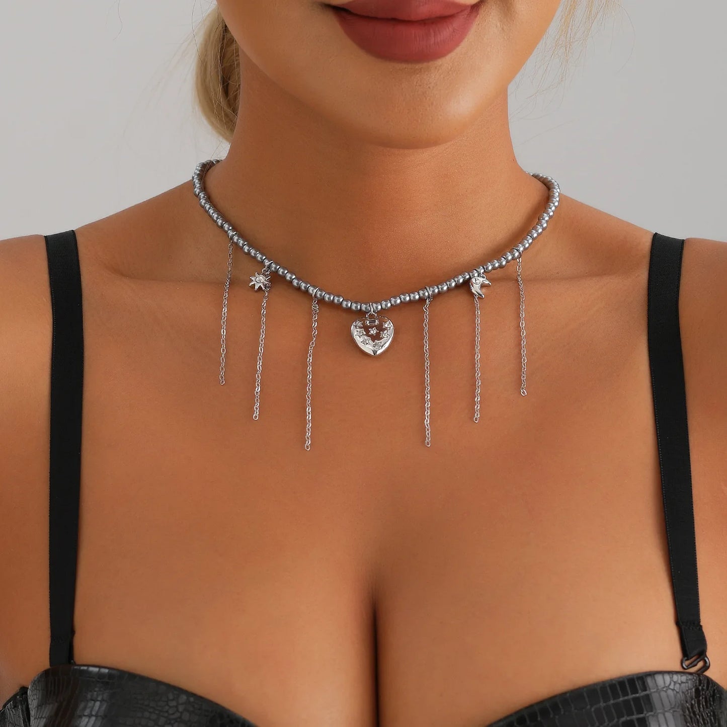 LATS Versatile Beaded Tassels Necklace Adjustable Length Neckchain for Party Wear Fashion Jewelry Accessories Gift