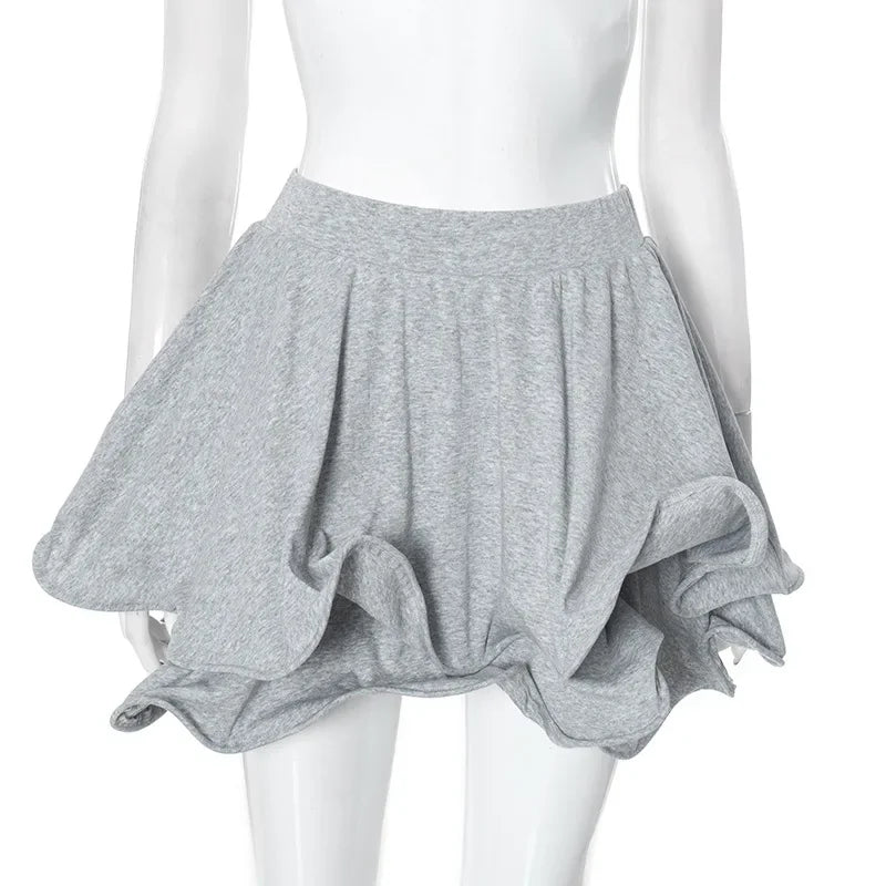 Q24SK632 Women's Autumn/Winter High-Waisted Solid Color Cropped Skirt Tight Fitting Irregular Flower Bud Design Casual Style