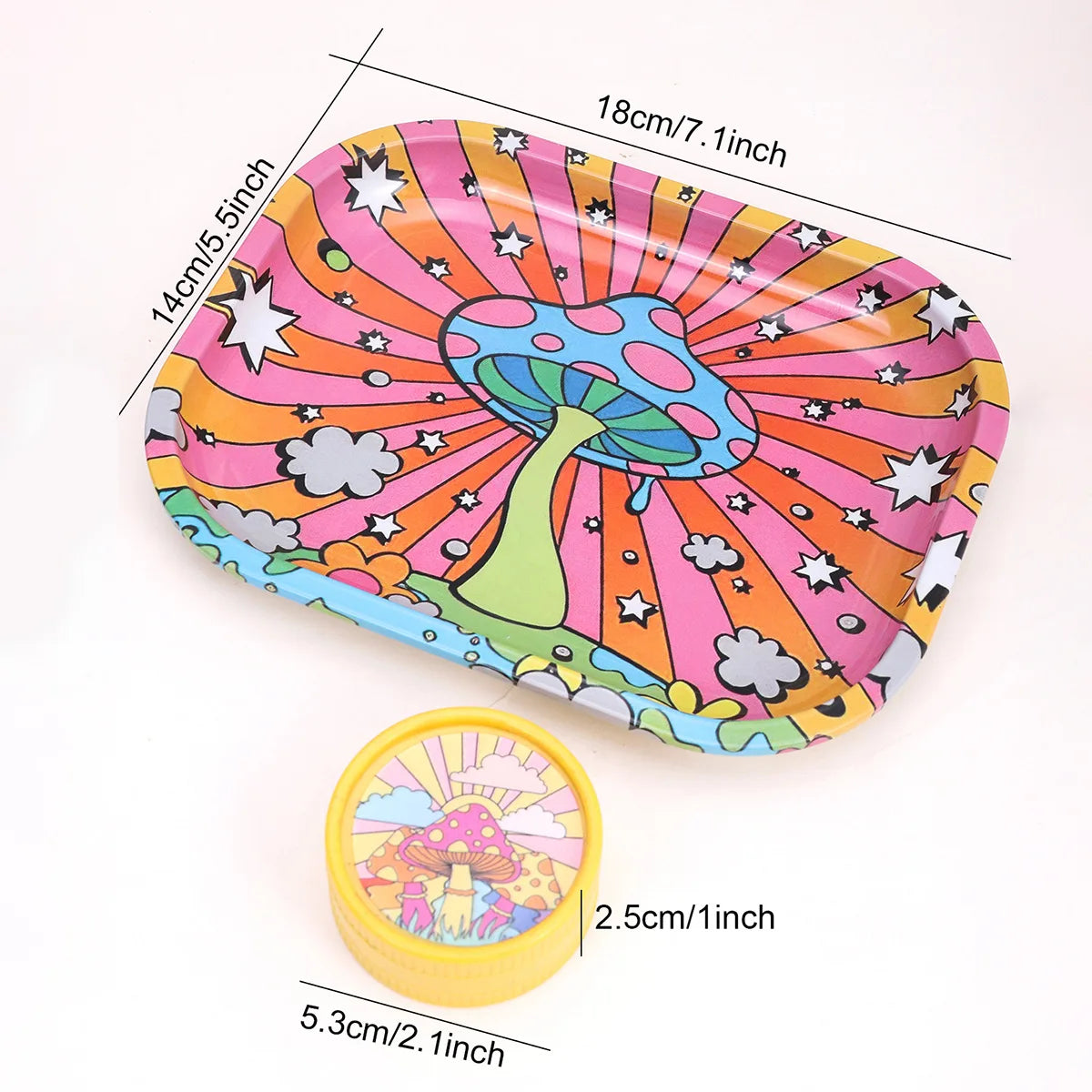 18X14cm Metal Rolling Tray Smoking Set Rolling Tray and Double-Layer Grinder Degradable Smoker Kit Crusher Smoke Accessories