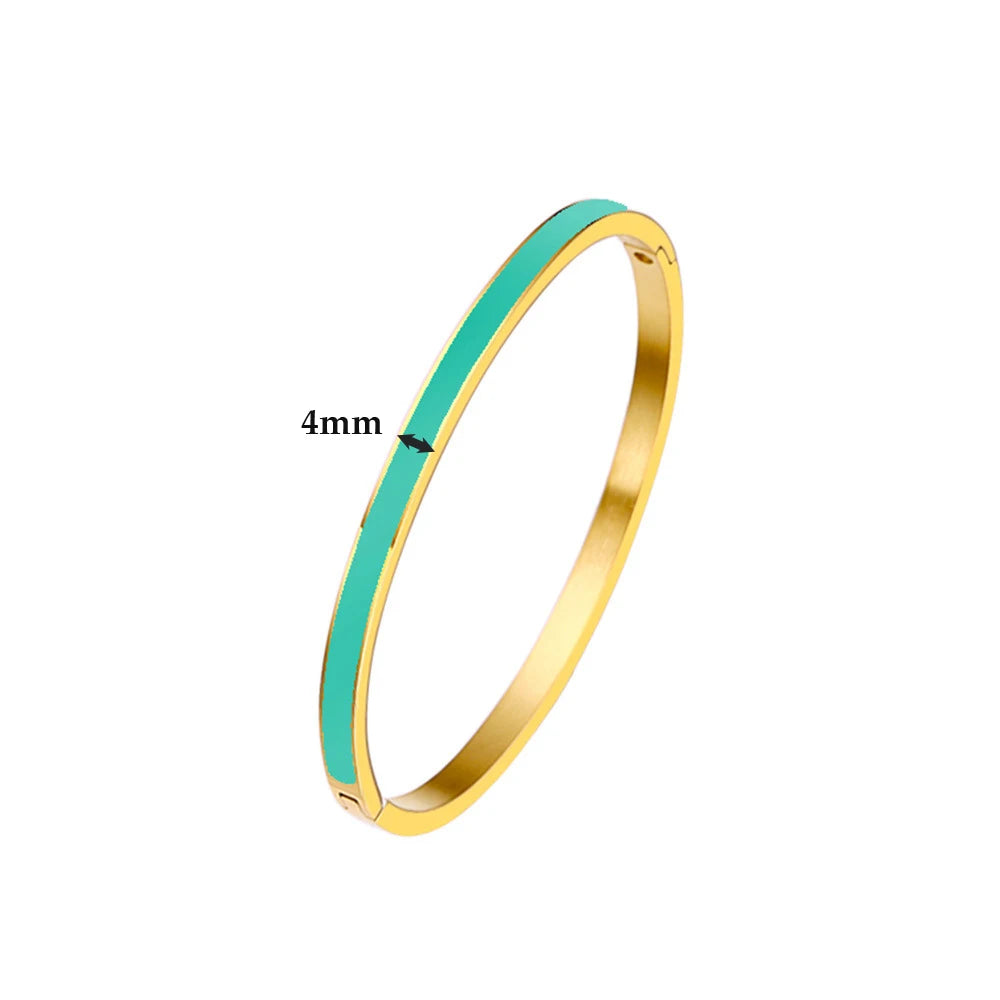 CARLIDANA Luxury Colorful Orange Enamel Bangles Bracelets for Women Party Gift Fashion Bangles Original Stainless Steel Jewelry