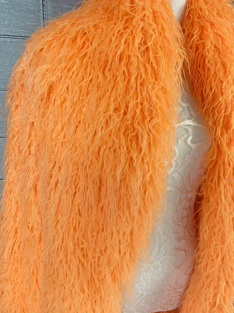 Women Faux Sheep Fur Long Coat Cardigan Thermal Loose Maxi Jackets Plush Coats Female Jacket Autumn Winter Furry Outerwear