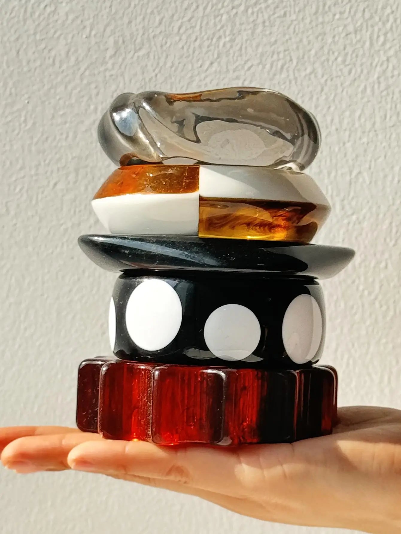 Brown Black White Contrast Geometric Irregular Resin Bracelet for Women Girl Summer Decoration Bangle HUANZHI 2025 NEW INS