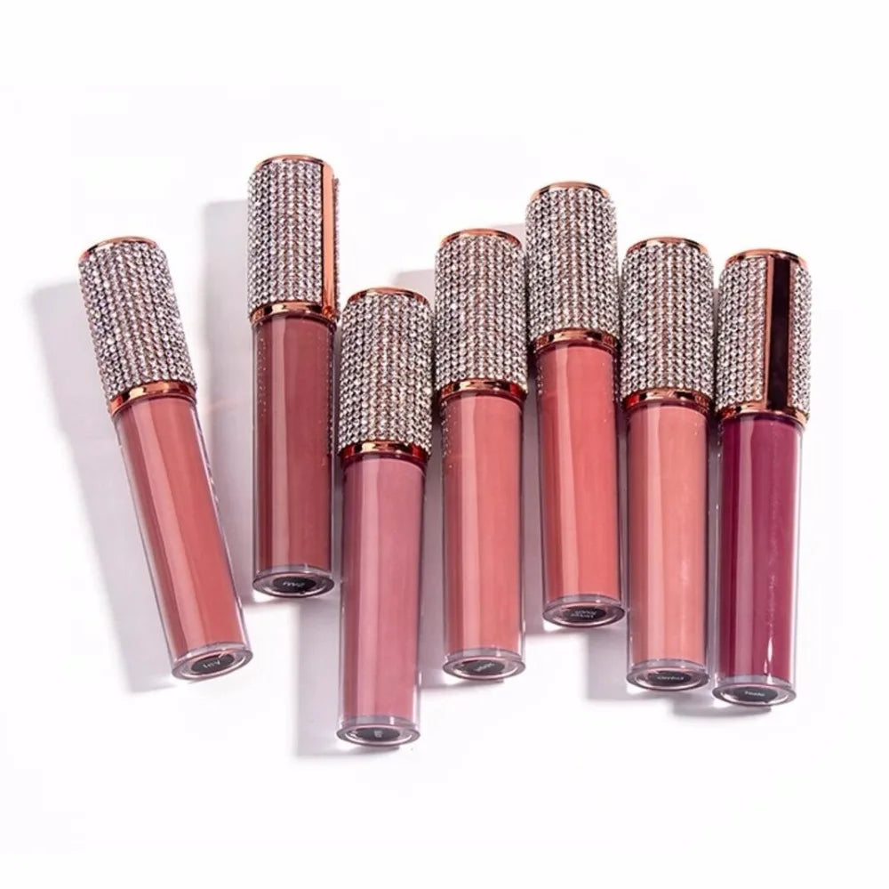 60pcs Private Label Lipgloss Diamond Lip Gloss Wholesale Clear Shiny Glitter Glossy Makeup Custom Logo Liquid Lipstick Bulk