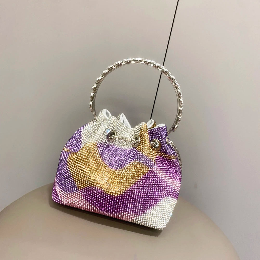 purses and handbags bags for women luxury Designer bucket clutch purse evening banquet bag Crystal rhinestone shoulder bags