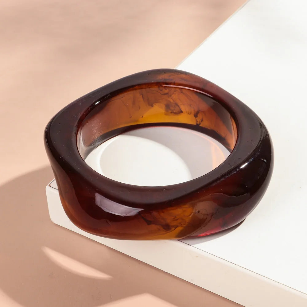 Vintage Acrylic Big Geometric irregular Bangles for Women Trendy Resin Wide Cuff Bangles Bracelets 2025 Fashion Jewelry