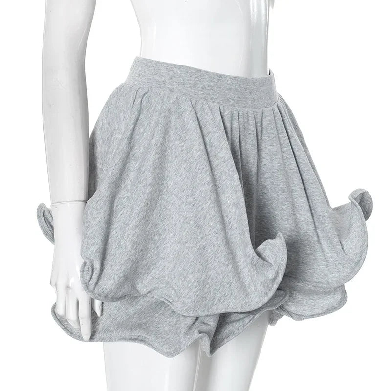 Q24SK632 Women's Autumn/Winter High-Waisted Solid Color Cropped Skirt Tight Fitting Irregular Flower Bud Design Casual Style