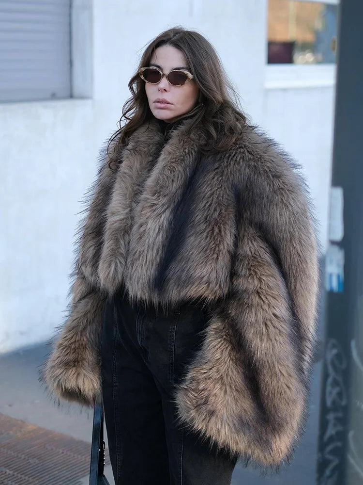 TARUXY Imitation Mink Fur Short Coat For Women Retro Niche Autumn Winter Two-wear Plush Jacket Loose High Street Faux Fur Coat