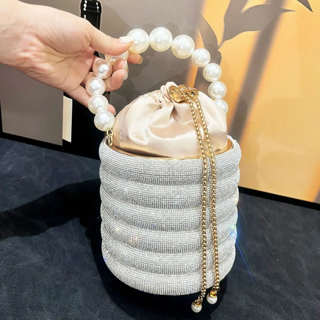 handmade Rhinestones Evening clutch Bag Purses and handbag luxury Designer shoulder bag Shiny Crystal Clutch purse bucket bag