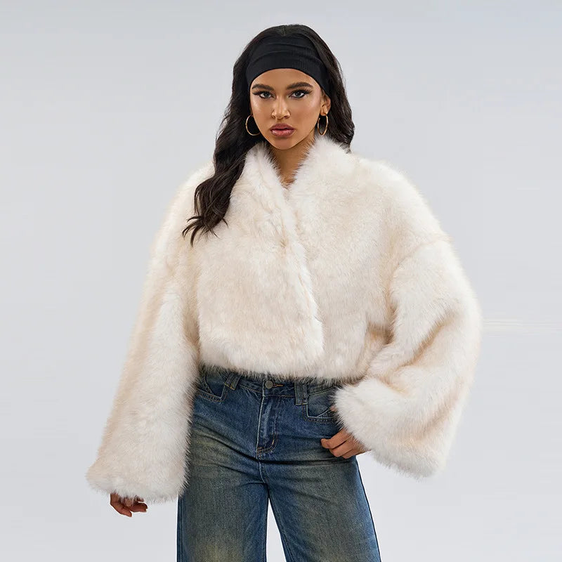 TARUXY Imitation Mink Fur Short Coat For Women Retro Niche Autumn Winter Two-wear Plush Jacket Loose High Street Faux Fur Coat