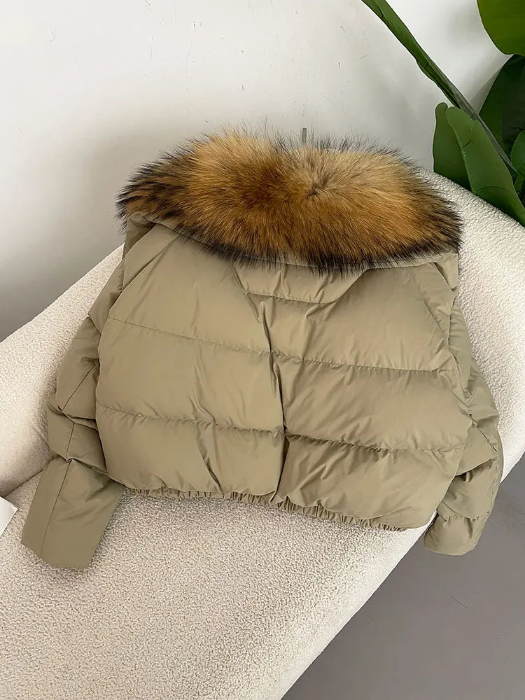 OFTBUY 2025 Big Natural Real Fox Fur Coat Women Autumn Winter Female 90% White Duck Down Jacket Feather Short Coat Thick Warm