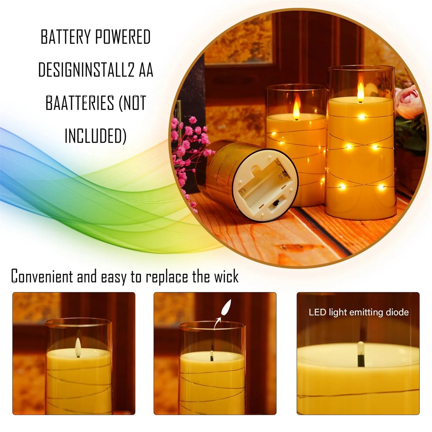 Flickering Flameless Candles Battery Operated Candles LED Candles with Remote Timer for Home Wedding Birthday Decor 3D Flame