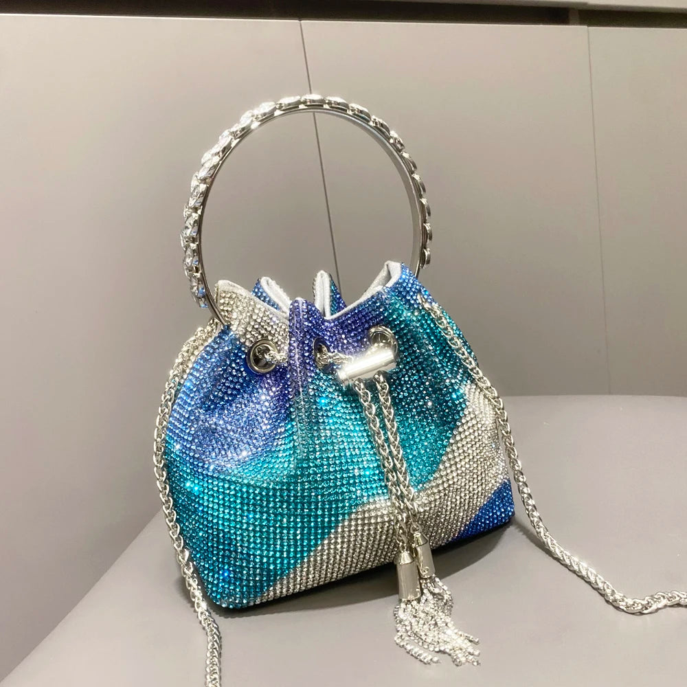 purses and handbags bags for women luxury Designer bucket clutch purse evening banquet bag Crystal rhinestone shoulder bags