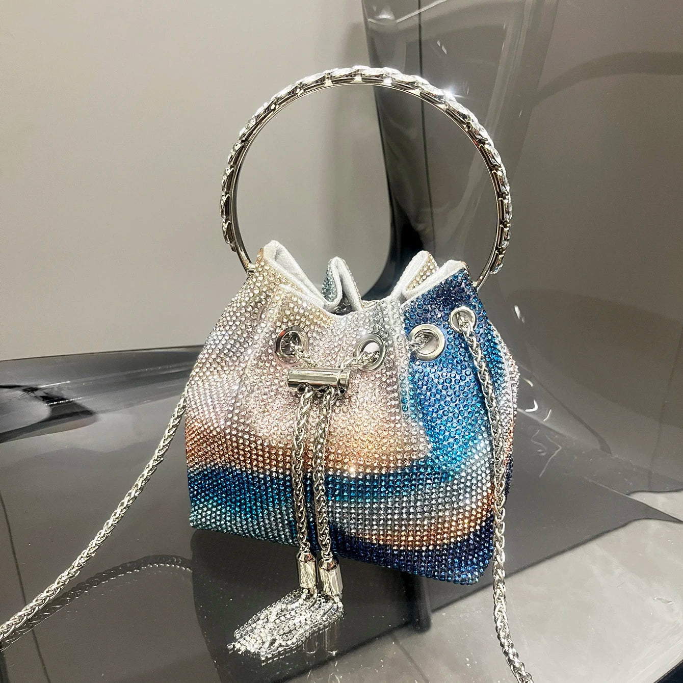 purses and handbags bags for women luxury Designer bucket clutch purse evening banquet bag Crystal rhinestone shoulder bags