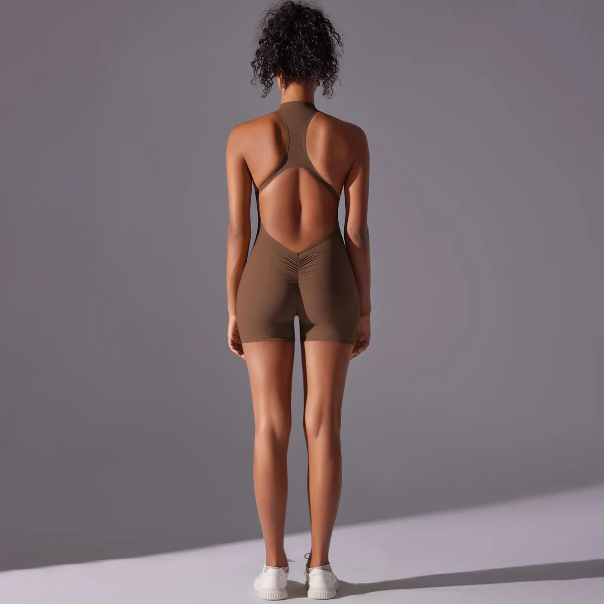Customized LOGO High-intensity nude tight sports back onesie yoga running fitness clothes