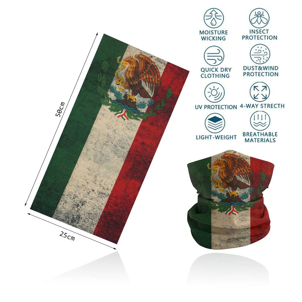 Canada/Mexico/Caribbean Countries Flags Bandana Neck Gaiter Seamless Outdoor Tube Face Scarf Windproof Headwear Unisex Headwrap