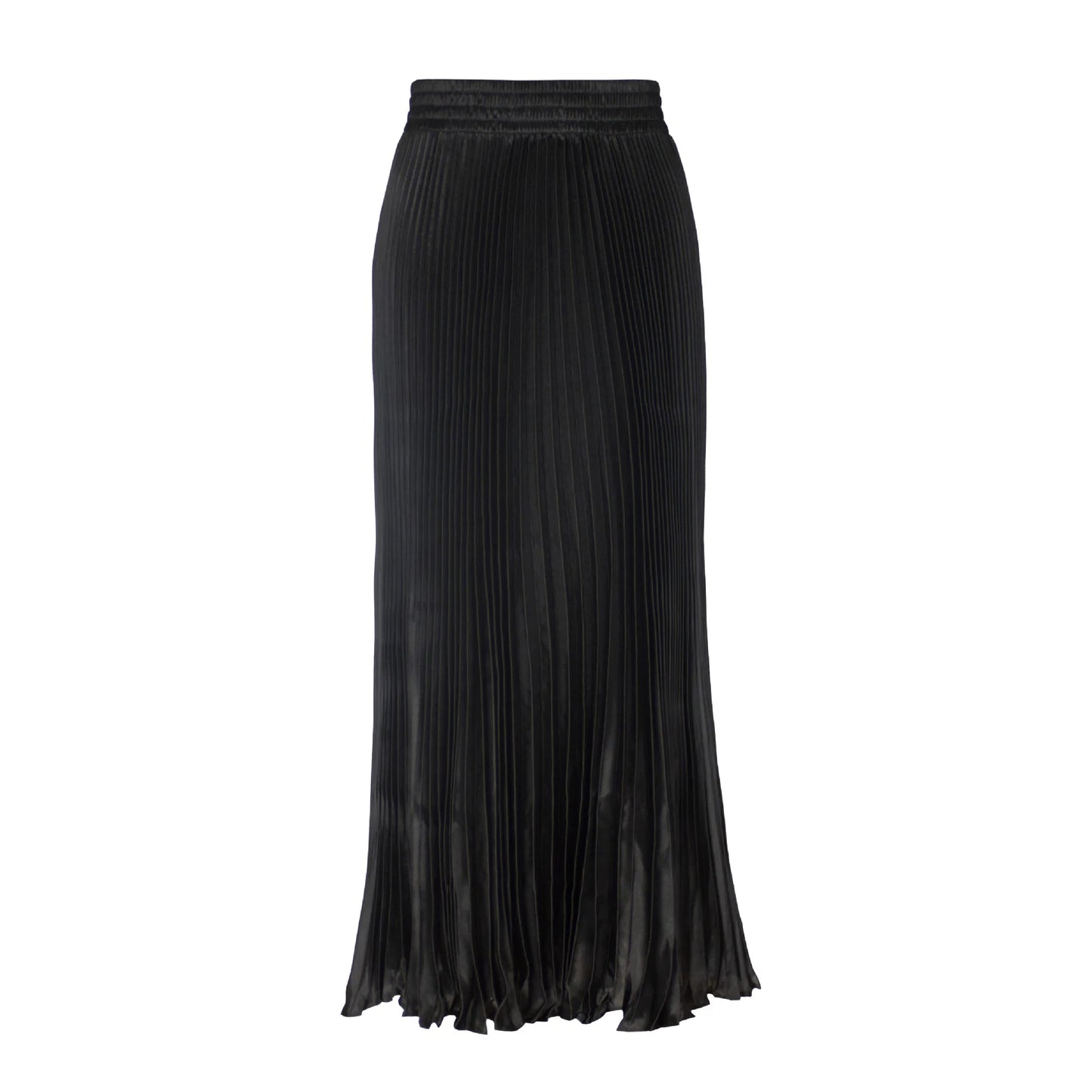 Women's Fashion Pleated Mermaid Long Skirt Korean Style Casual High Waist Satin Flowy Skirts Shiny 19 Colors 2024 Spring SK500