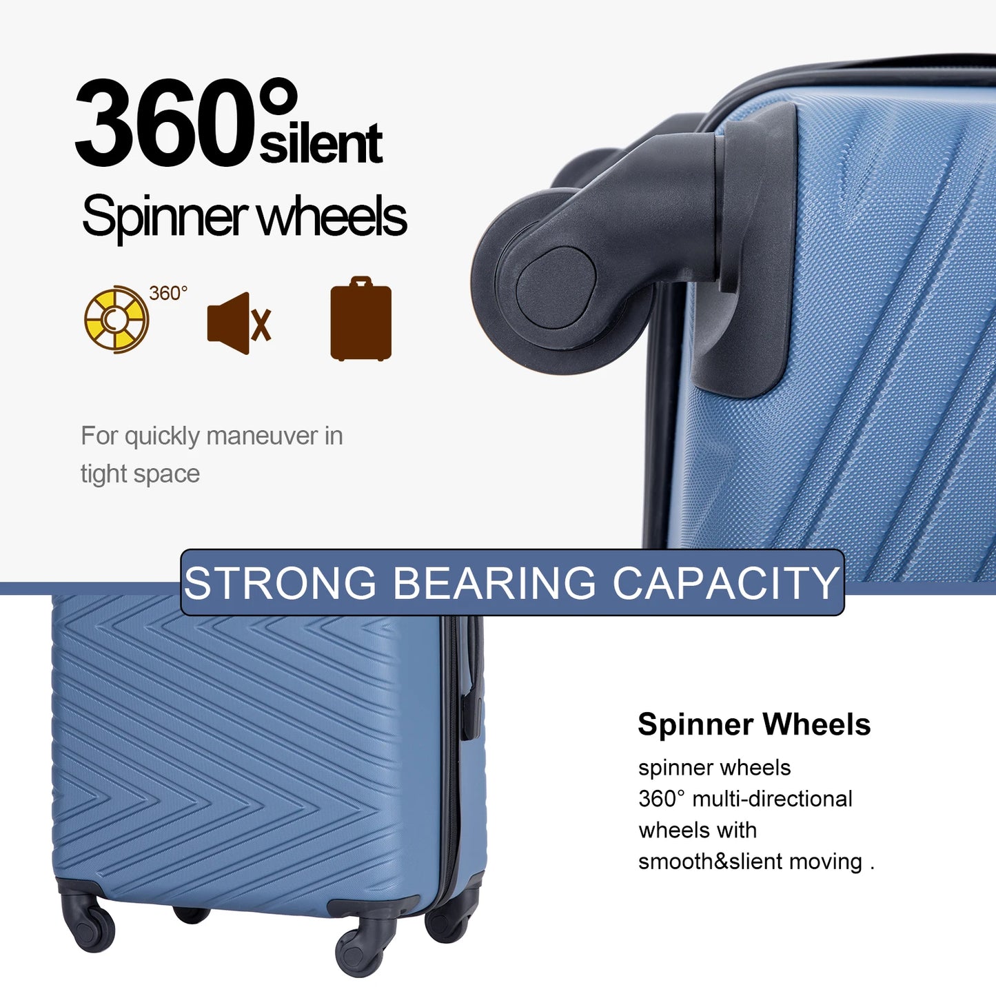 Travelhouse Luggage set 4-Piece ABS Suitcase With Spinner Wheels,24 Inch and 28 Inch with TSA Lock,16,20 inche Carry on Luggage
