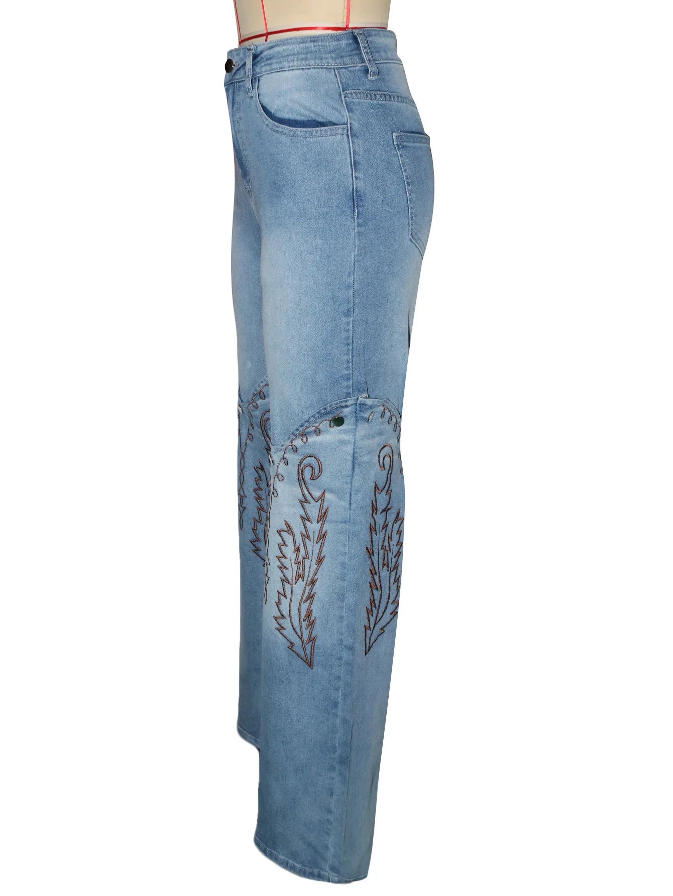 FAGADOER Y2k Fashion Embroidery Denim Straight Leg Pants Women 2025 Summer New Retro Washed Jeans Straight Trousers Streetwear