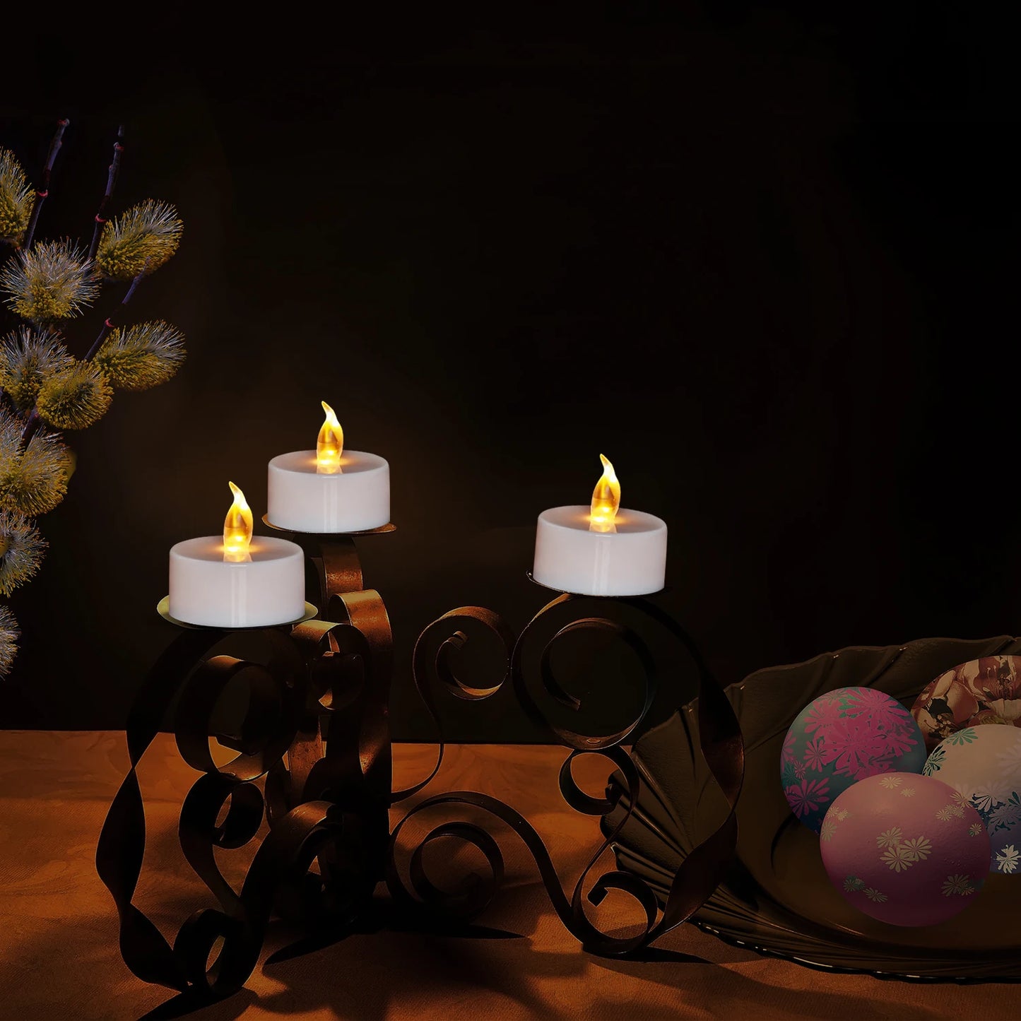 Candlium 12 Pack Warm Yellow Flameless LED Tea Light Candles Battery Operated 200+Hours For Votive Aniversary Wedding Decoration