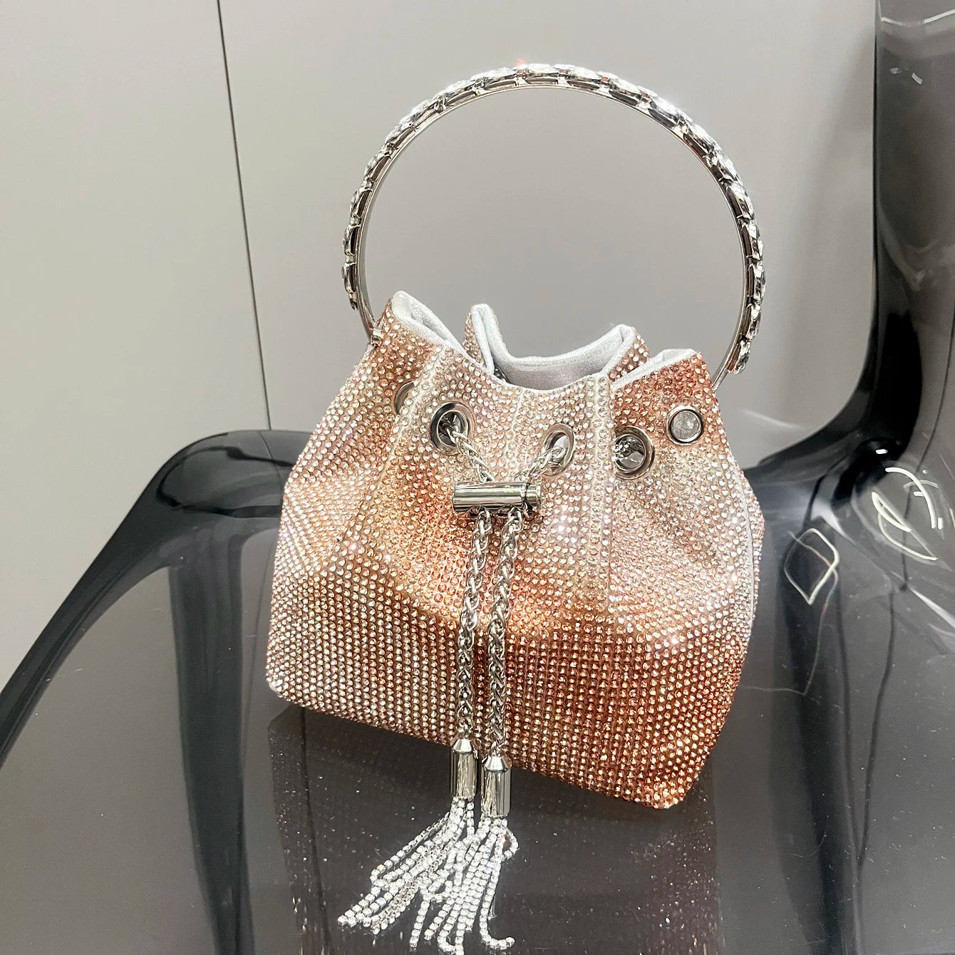purses and handbags bags for women luxury Designer bucket clutch purse evening banquet bag Crystal rhinestone shoulder bags