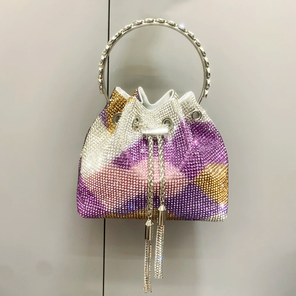 purses and handbags bags for women luxury Designer bucket clutch purse evening banquet bag Crystal rhinestone shoulder bags