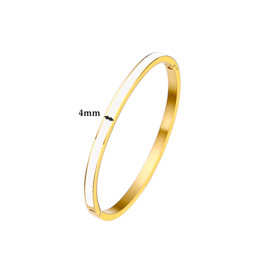 CARLIDANA Luxury Colorful Orange Enamel Bangles Bracelets for Women Party Gift Fashion Bangles Original Stainless Steel Jewelry