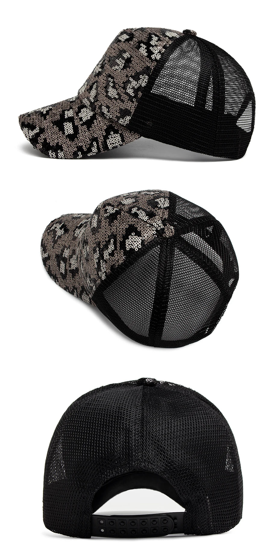 CNTANG New Women's Baseball Cap Summer Mesh Hat Fashion Leopard Spangle Design Hats For Woman Outdoors Sun Visor Adjustable