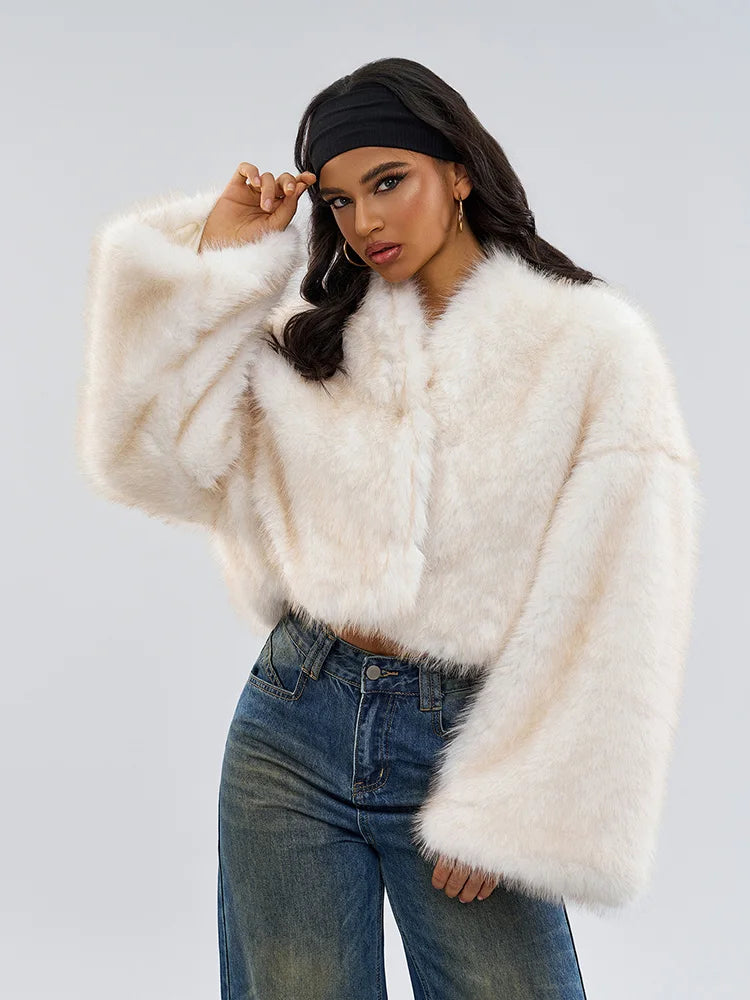 TARUXY Imitation Mink Fur Short Coat For Women Retro Niche Autumn Winter Two-wear Plush Jacket Loose High Street Faux Fur Coat