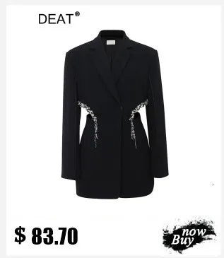 DEAT Fashion Women's Jackets Hooded Zipper Short Contrast Color Drawstring Deconstruction Coat Autumn 2025 New Tide 7AB4742