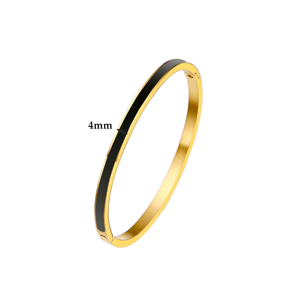 CARLIDANA Luxury Colorful Orange Enamel Bangles Bracelets for Women Party Gift Fashion Bangles Original Stainless Steel Jewelry