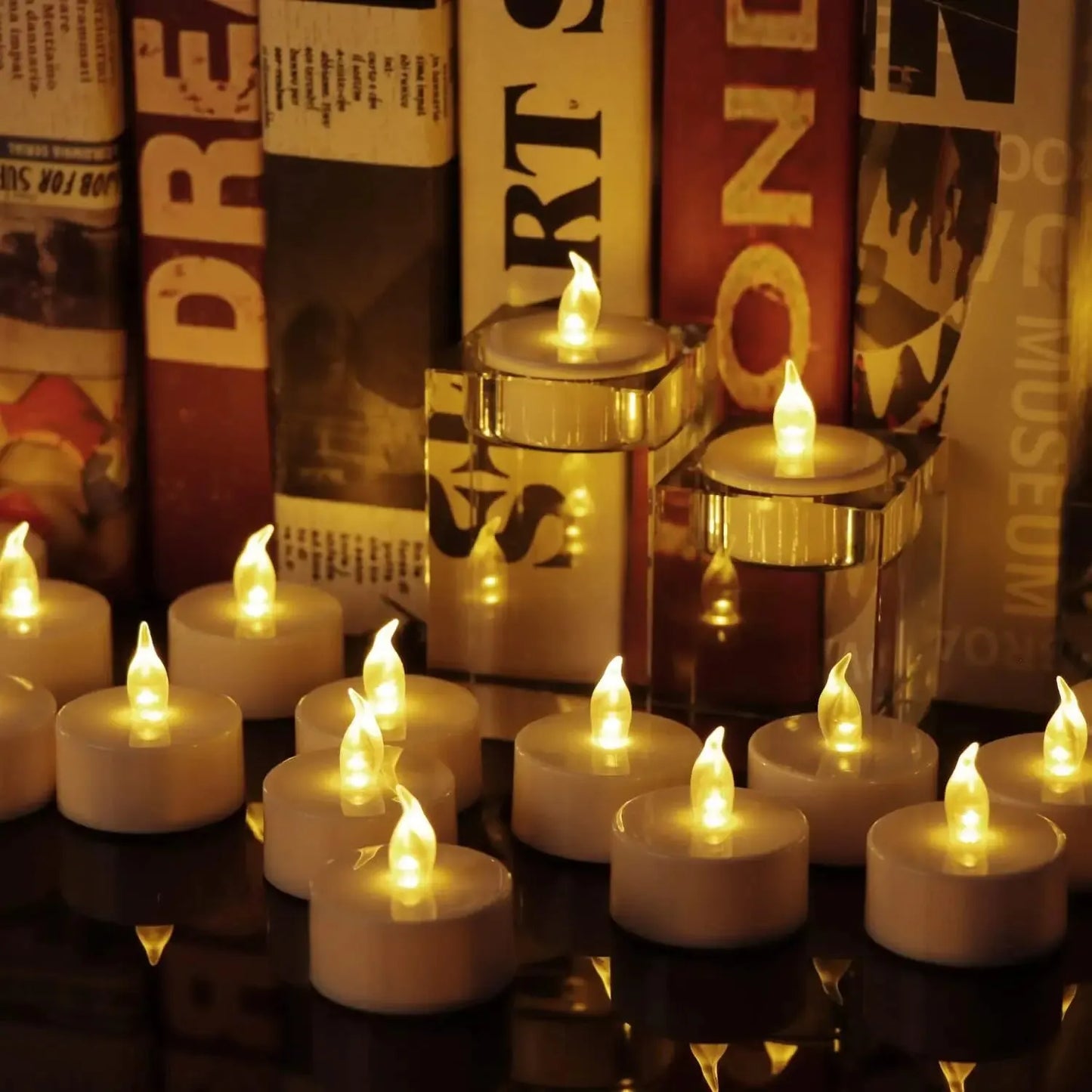 Candlium 12 Pack Warm Yellow Flameless LED Tea Light Candles Battery Operated 200+Hours For Votive Aniversary Wedding Decoration