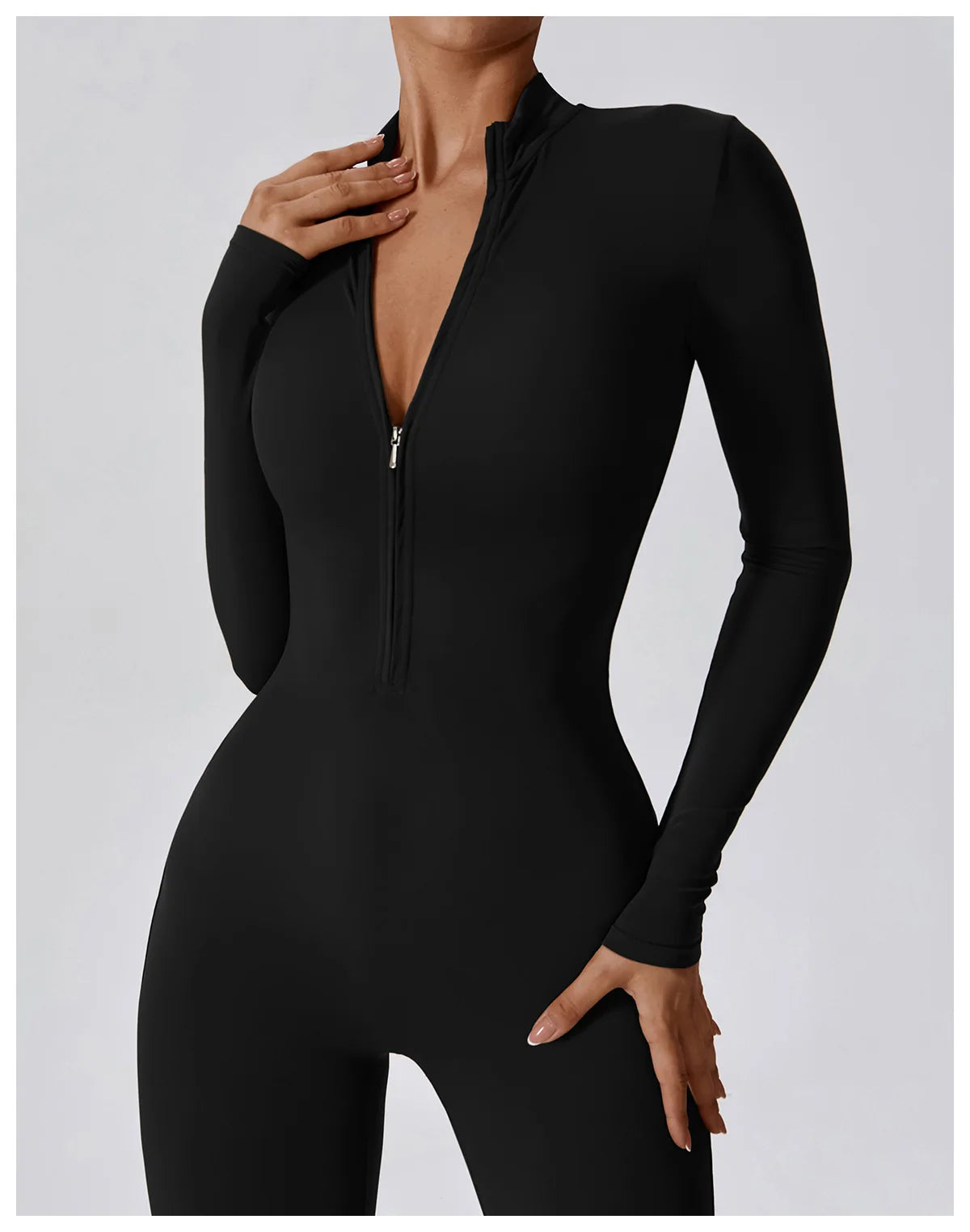 Customized LOGO women's zipper long-sleeved yoga onesie high-intensity fitness sports onesie tights
