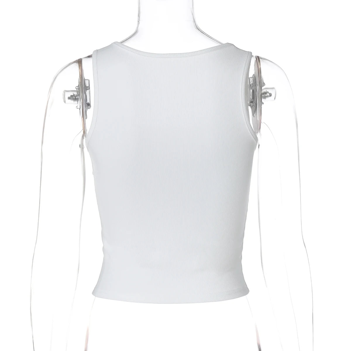 Dulzura Ribbed Sleeveless Water Droplets Diamond Decorated Tank Sexy Casual Bodycon Top Party Club Streetwear Spring Summer